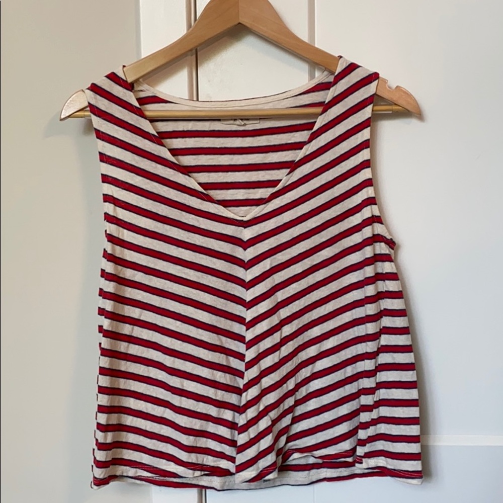 Madewell red striped cotton swing tank